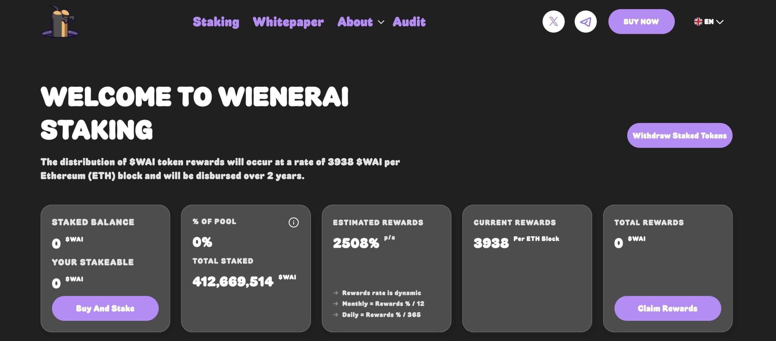 WienerAI staking yields