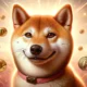 A photorealistic portrait of Kabosu the Shiba Inu dog, with her iconic skeptical and curious expression, set against a soft, dreamy background with floating Dogecoin symbols and ethereal light rays.