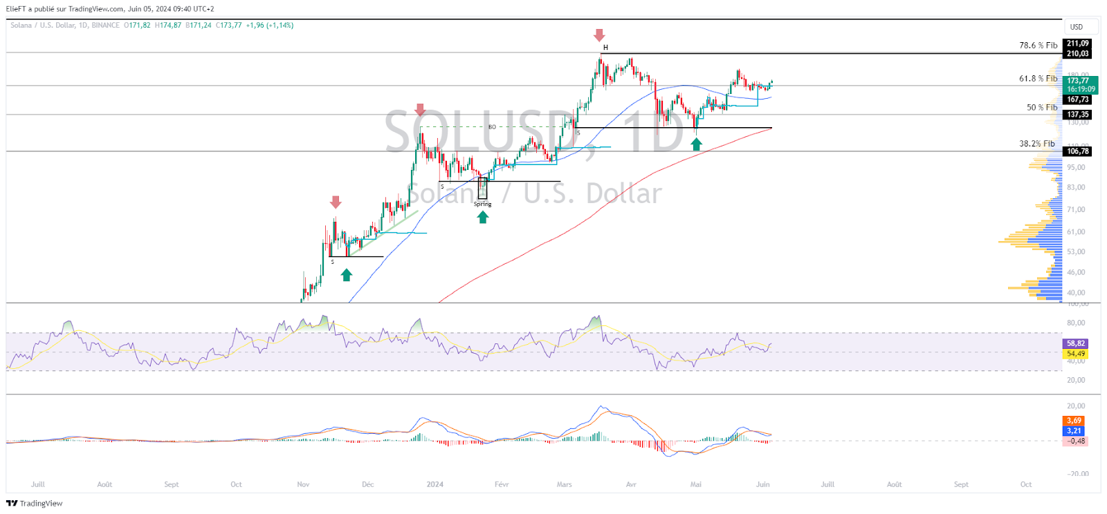 Daily SOL/USD price chart