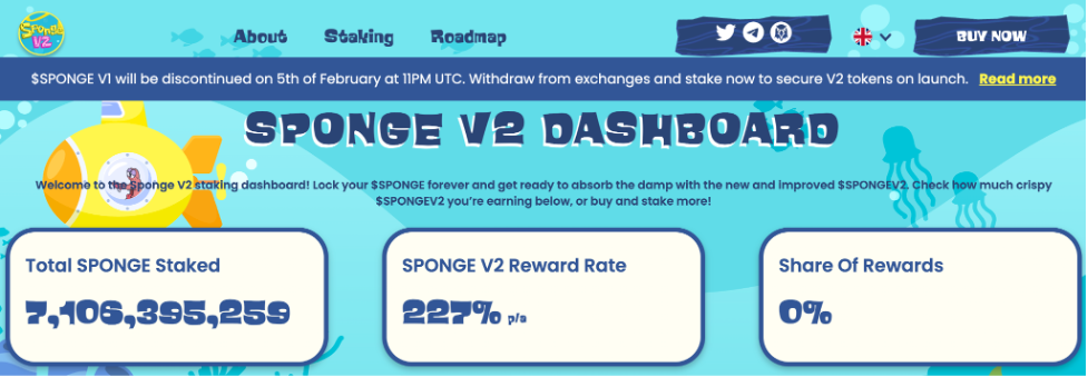 Sponge V2 staking dashboard