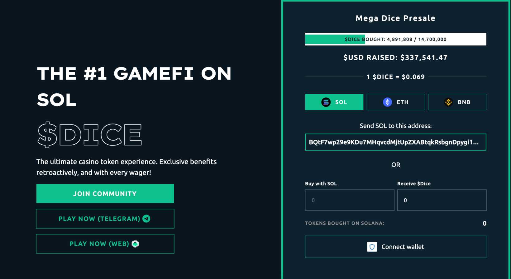 Mega Dice Token presale launch