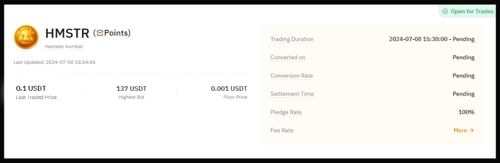 hamster kombat pre-market price