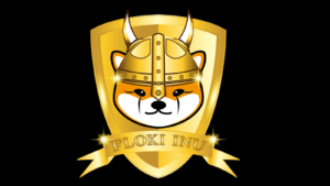 Floki Inu Price Prediction. An image of a corgi wearing a viking helmet with horns above text that says Floki Inu on a black background.